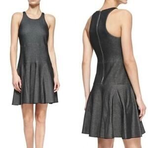 Rag & Bone Enigma Drop Waist Fit & Flare Dress in Cotton Blend Black Gray Size 0